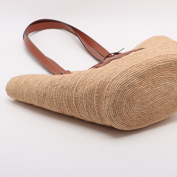 Celine Panier Raffia Leather Tote Bag Beige Tan Brown - Picture 4 of 8